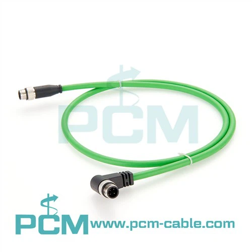 ProfiNet Ethercat D-Code M12 سے M12 دائیں زاویہ والی Cat5E کیبل