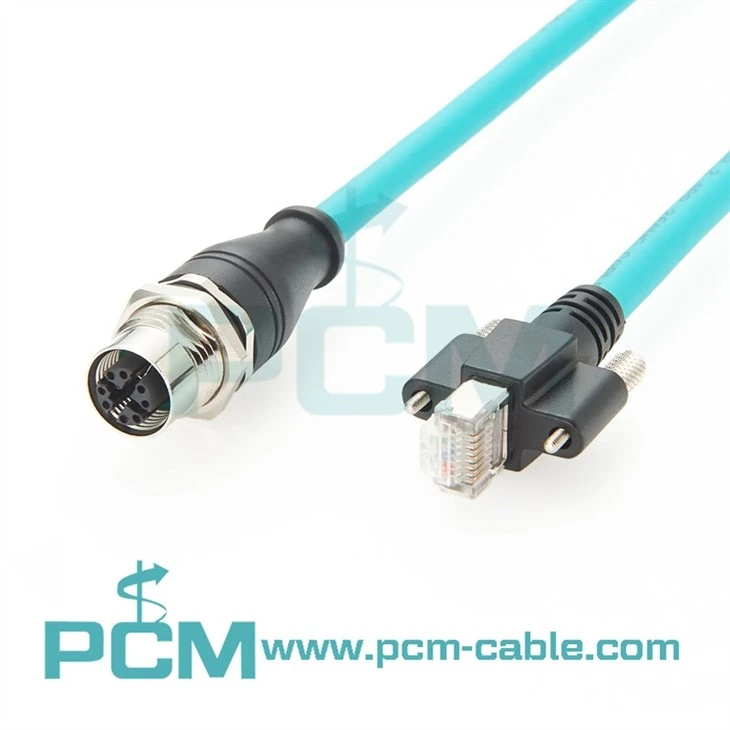 M12 X-coded 8-pin to Rj45 Ethernet Cable for Cognex Baumer Sensor Camera CAT6A Gigabit Ethernet