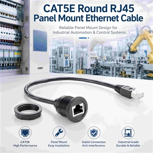 صنعتی CAT5E RJ45 پینل ماؤنٹ ایتھرنیٹ کیبل گائیڈ: شیلڈ 8P8C Male-to-PLC کابینہ...