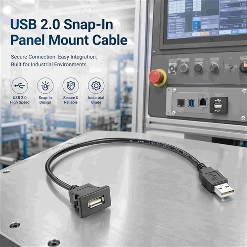 USB 2.0 سنیپ-پینل ماؤنٹ ایکسٹینشن کیبل گائیڈ میں: ٹول-مفت قسم-صنعتی آلات اور ...