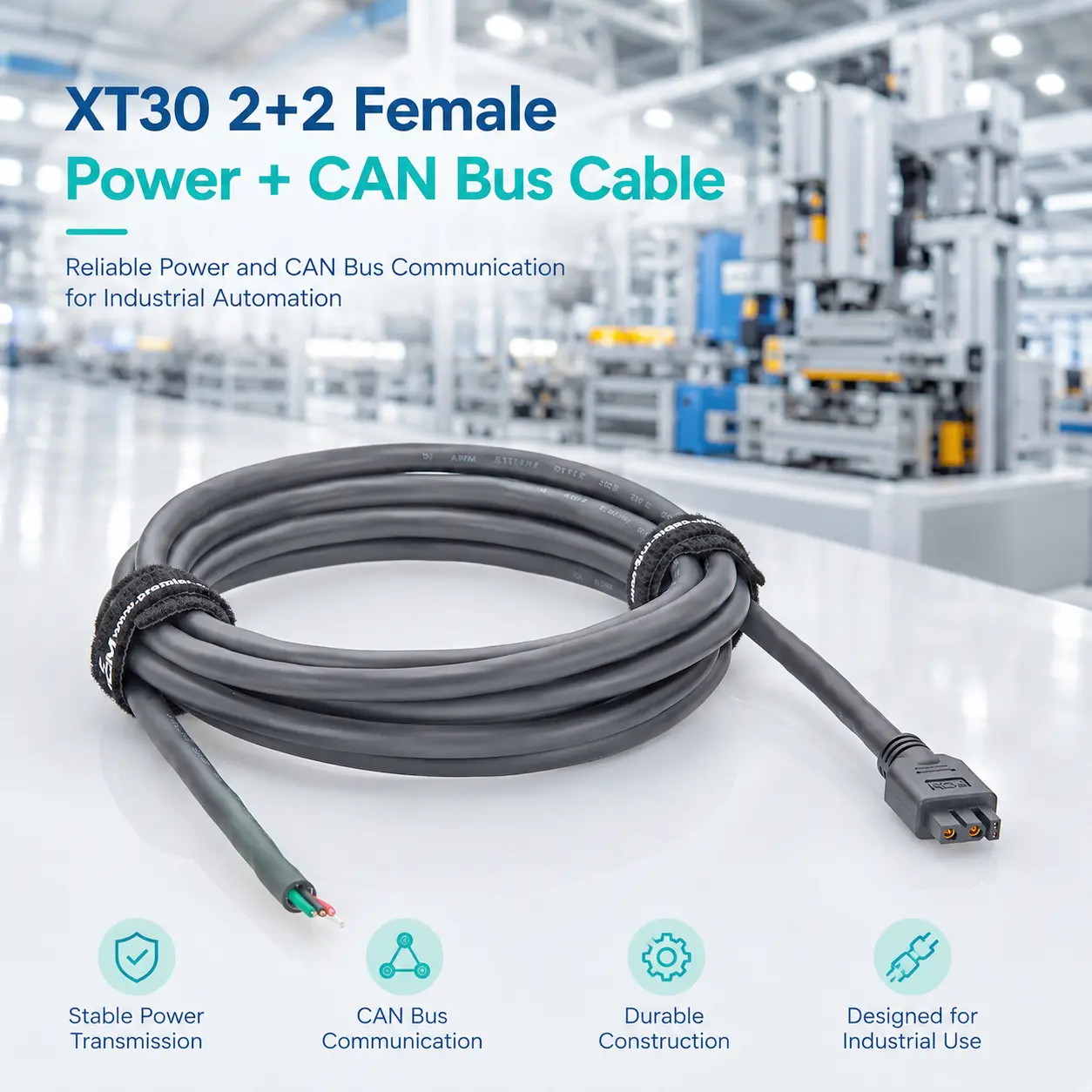 XT30 2+2 Female Power + CAN بس کیبل گائیڈ: 18AWG پاور، 24AWG 3D پرنٹرز، روبوٹ...