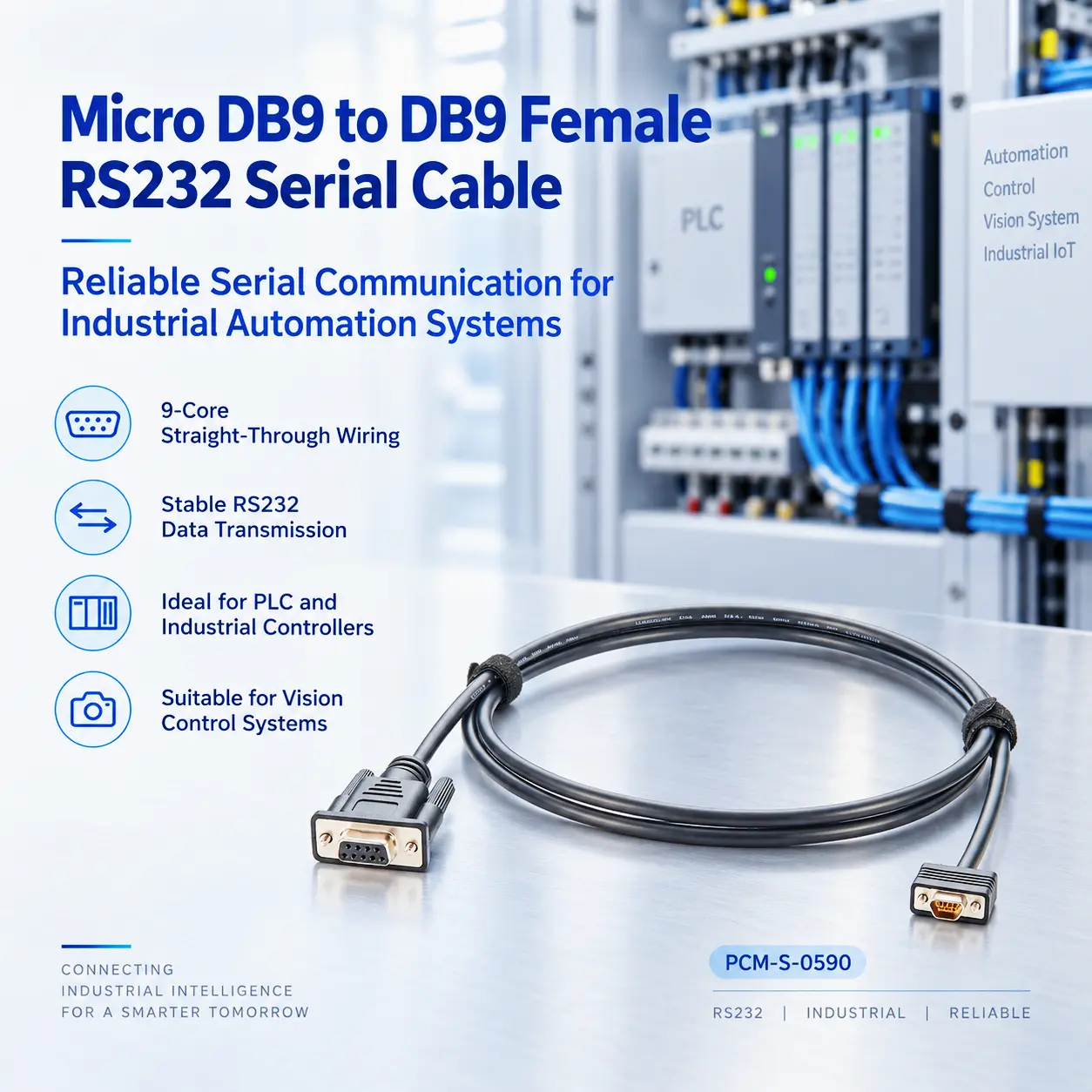 مائیکرو DB9 سے DB9 فیمیل RS232 سیریل کیبل