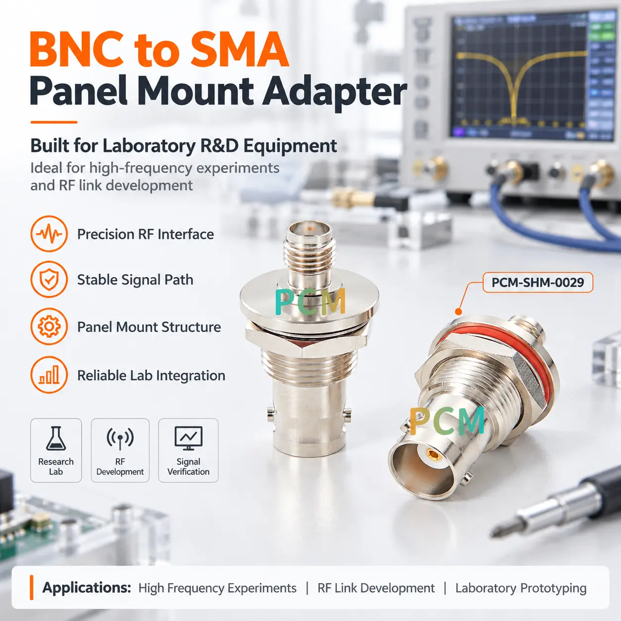 BNC سے SMA پینل ماؤنٹ RF اڈاپٹر