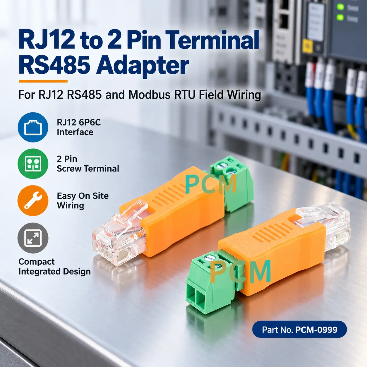 RJ12 6P6C سے 2 پن ٹرمینل اڈاپٹر