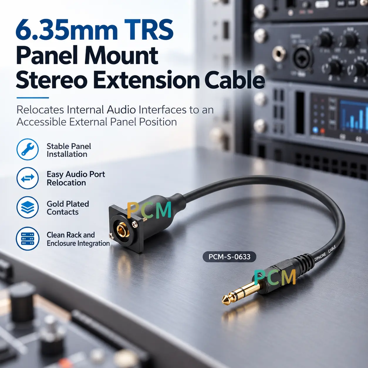 6.35mm TRS پینل ماؤنٹ سٹیریو ایکسٹینشن کیبل
