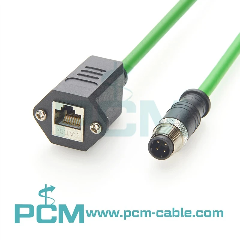 Cat6A Industrial Outdoor Cable M12 D Code 4 Pin Male to RJ45 Female Cat6A Industrial Outdoor Cable M12 D Code 4 Pin Male to RJ45 Female