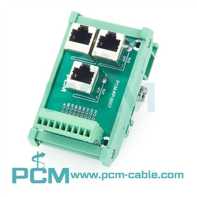 DIN Rail 3-way RJ45 ٹو ٹرمینل بلاک بریک آؤٹ بورڈ