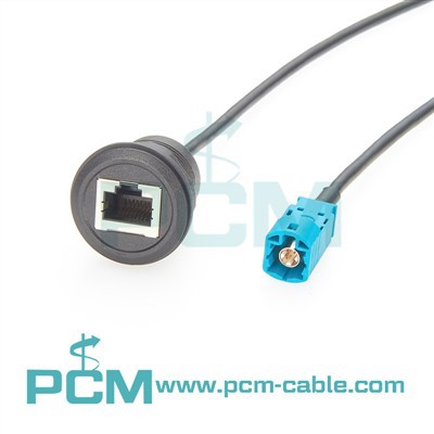 HSD 4PIN Z کوڈ مرد سے RJ45 خواتین پینل ماؤنٹ کیبل