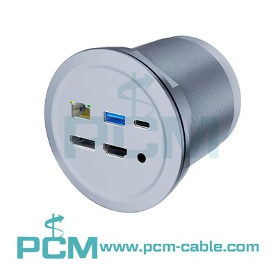 ملٹی میڈیا ڈیسک ٹاپ گروممیٹ ایلومینیم ڈیسک گروممیٹ USB - C DP RJ45 اور آڈیو کے ساتھ